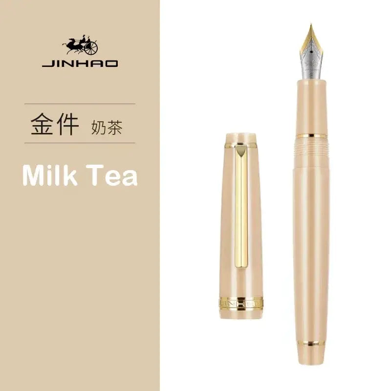 Jinhao 82 fountain pen in Milk Tea beige with gold trim and extra-fine nib, Simples Market