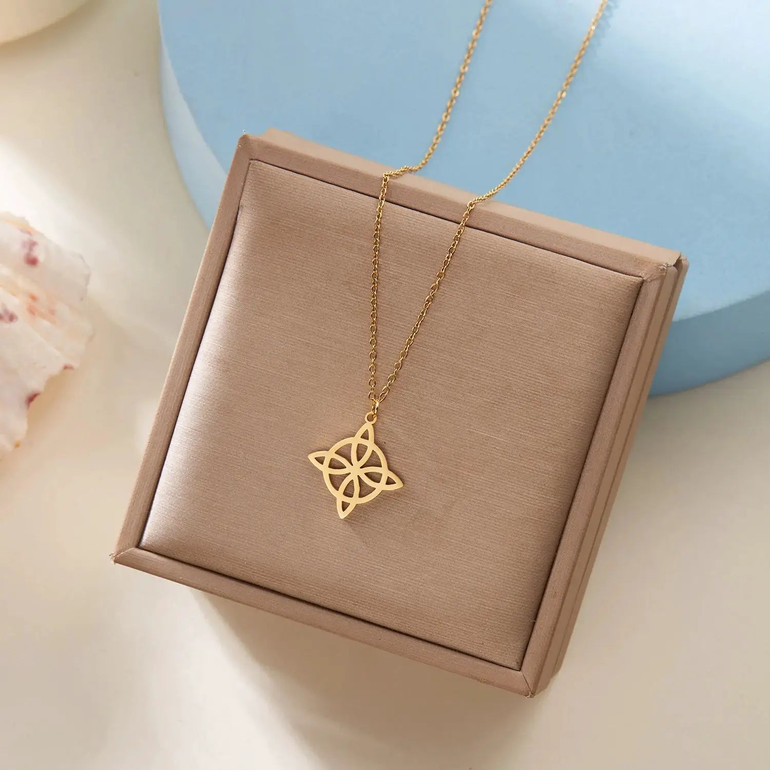 Skyrim Wicca Witchcraft Witch Knot Necklace Stainless Steel Pendant For Women Jewelry
