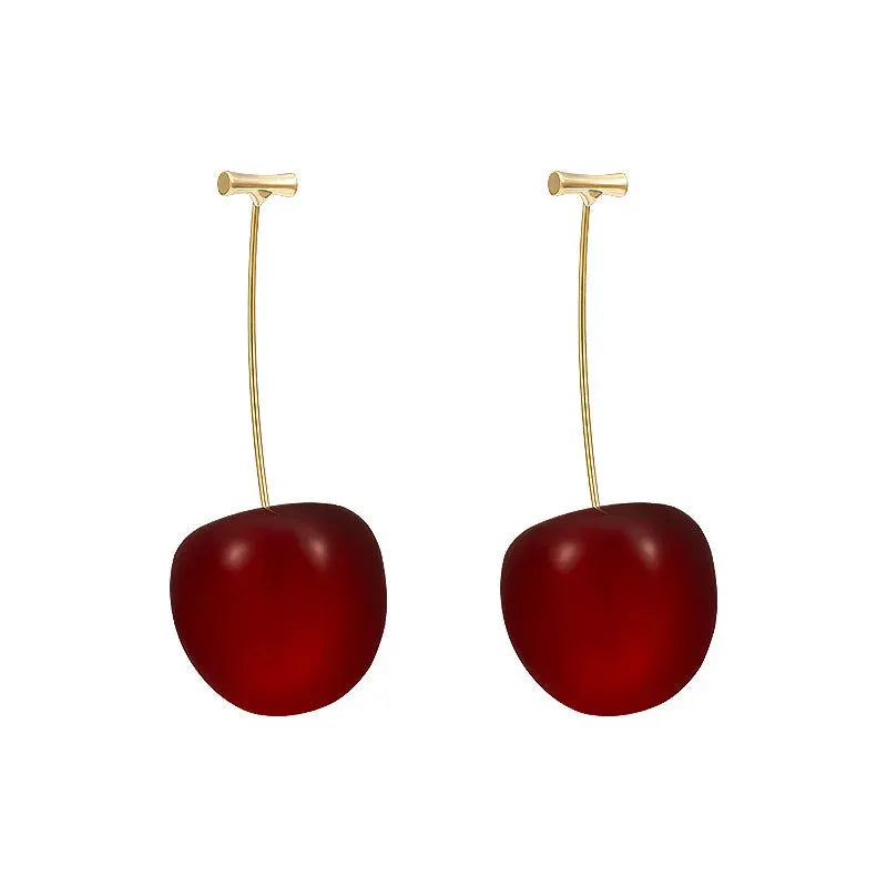 Cute Red Cherry Earrings Fashion Jewelry For Girls Women Versatile Sweet Cherry Design Gift Idea