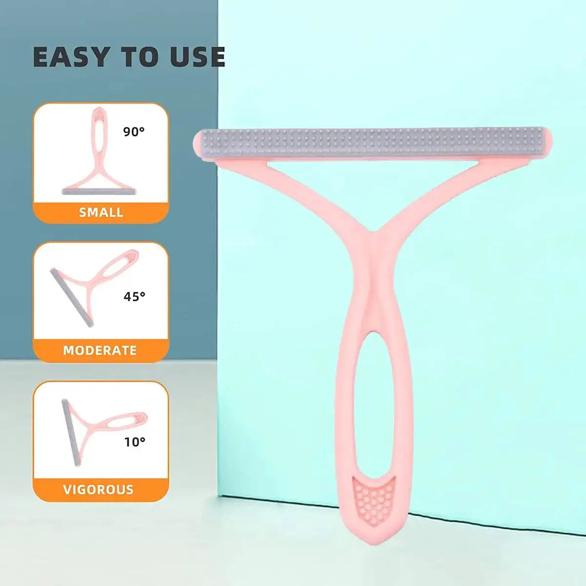 Pink silicone double-sided pet hair remover by Simples Market for clothes and carpets
