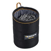 TKIGZNW tool bag in black fabric with belt clip, filled with nails