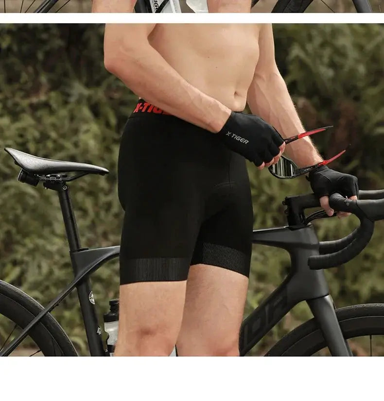 X-TIGER Cycling Underwear Men's Shorts 5D padded, breathable liner with anti-slip leg grips