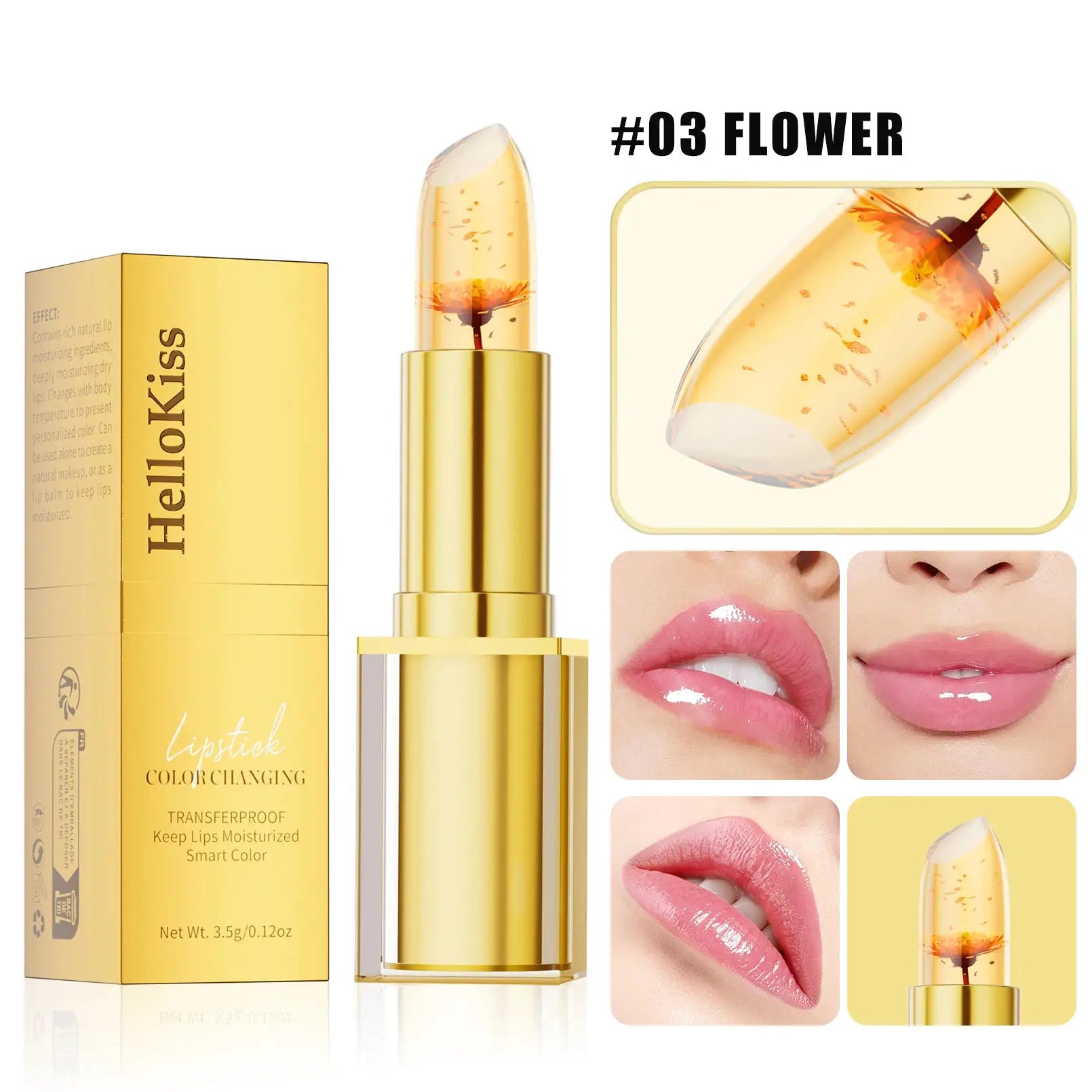 LumiLuxe Color Changing Lipstick PH Reactive Gold Crystal Lip Color With 24 Hour Moisturizing Gloss