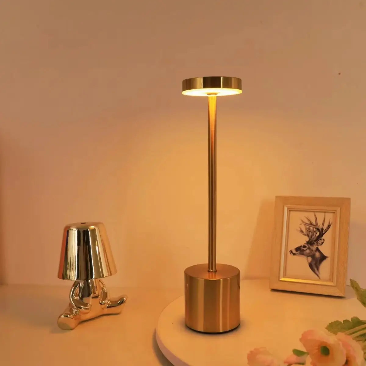 LumaNova Classic USB Rechargeable Table Lamp With Stepless Dimming, Touch Control, Night Light, And 3 Color Options