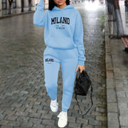 Autumn Winter 2pc Hoodie Pants Tracksuit Milano Letter Print Aesthetic
