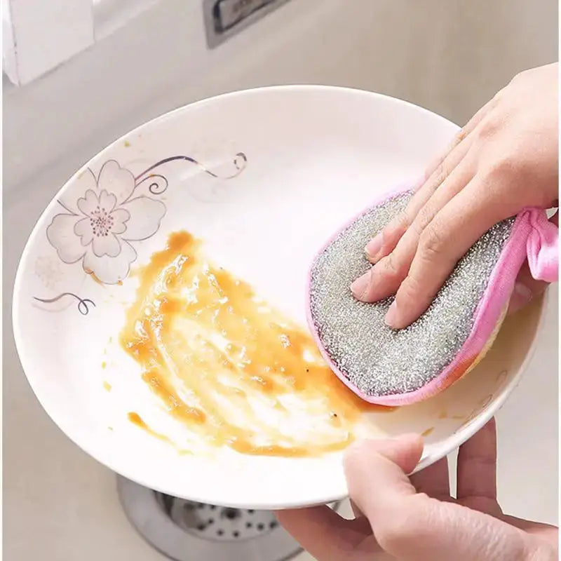 TrueClean Double Sided Dish Sponge With Soft Sponge On One Side And Nylon Scrubber On The Other