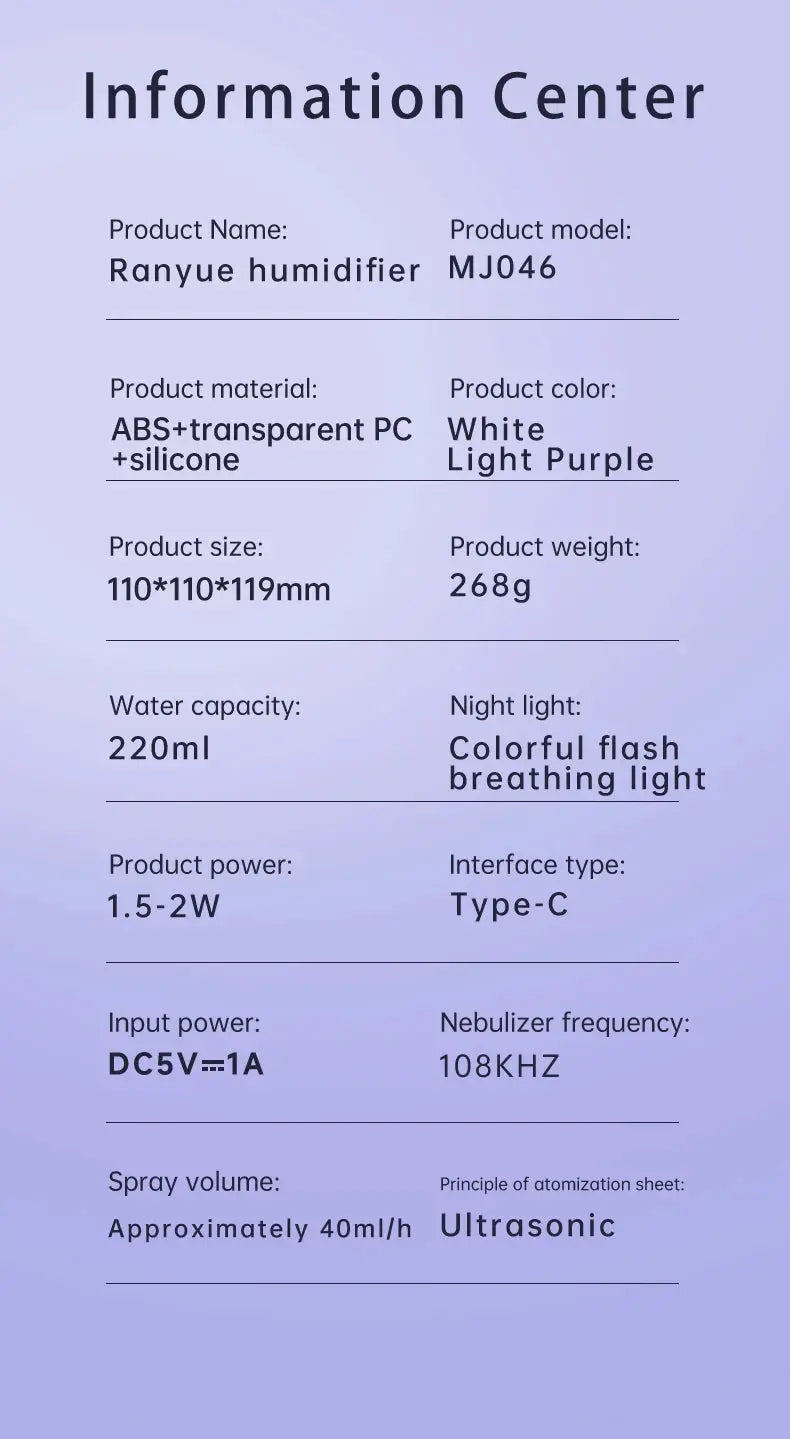 220mL Space Capsule Air Humidifier USB Plug in Rechargeable Mist Aromatherapy Water Diffuser 7 Colors Atmosphere Light