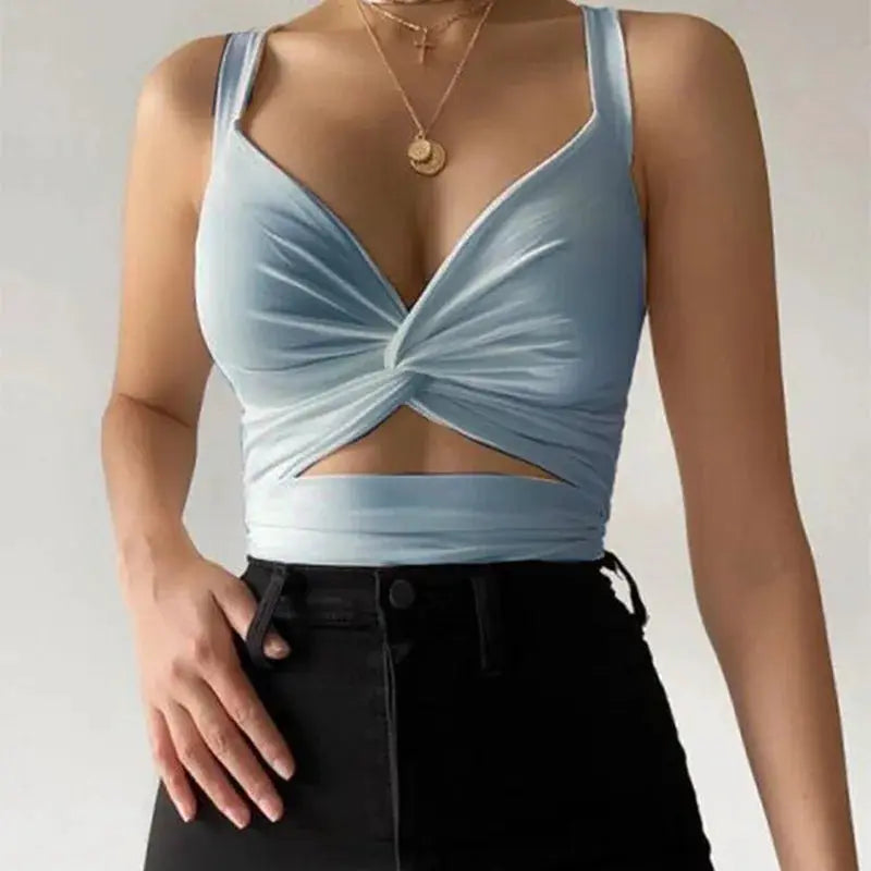 NovaVibe Sleeveless Short Crop Top Backless Tank For Women Stretch Knit Summer Clubwear