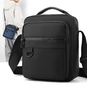 Simples Market messenger sling bags, black and blue compact crossbody with front zip pockets (2 bags shown)
