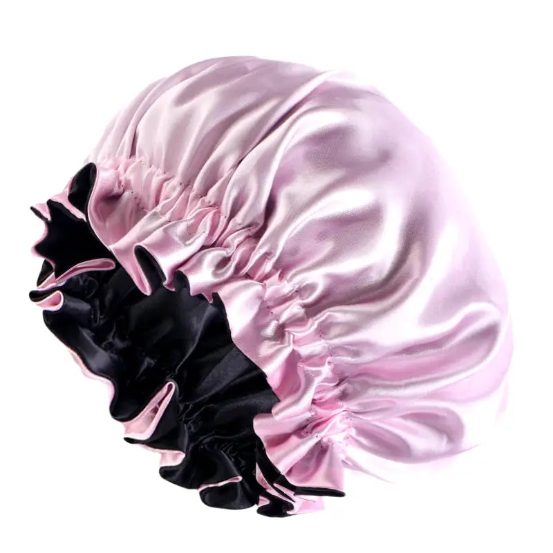 SilkNest Solid Elastic Double Layer Satin Bonnet Nightcap for Women with Gentle Sleep and Bath Hair Protection