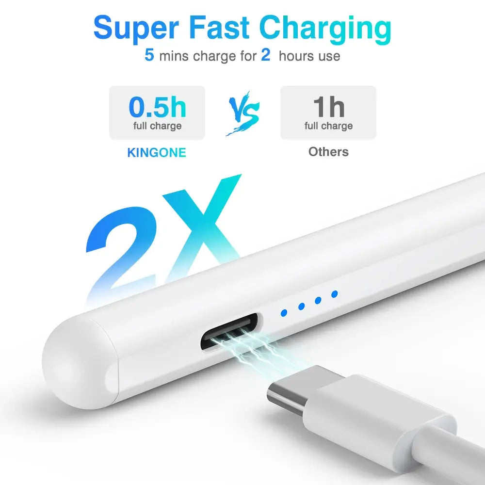 Simples Market universal stylus pen for Android/iOS capacitive screens, white USB-C rechargeable tablet pen