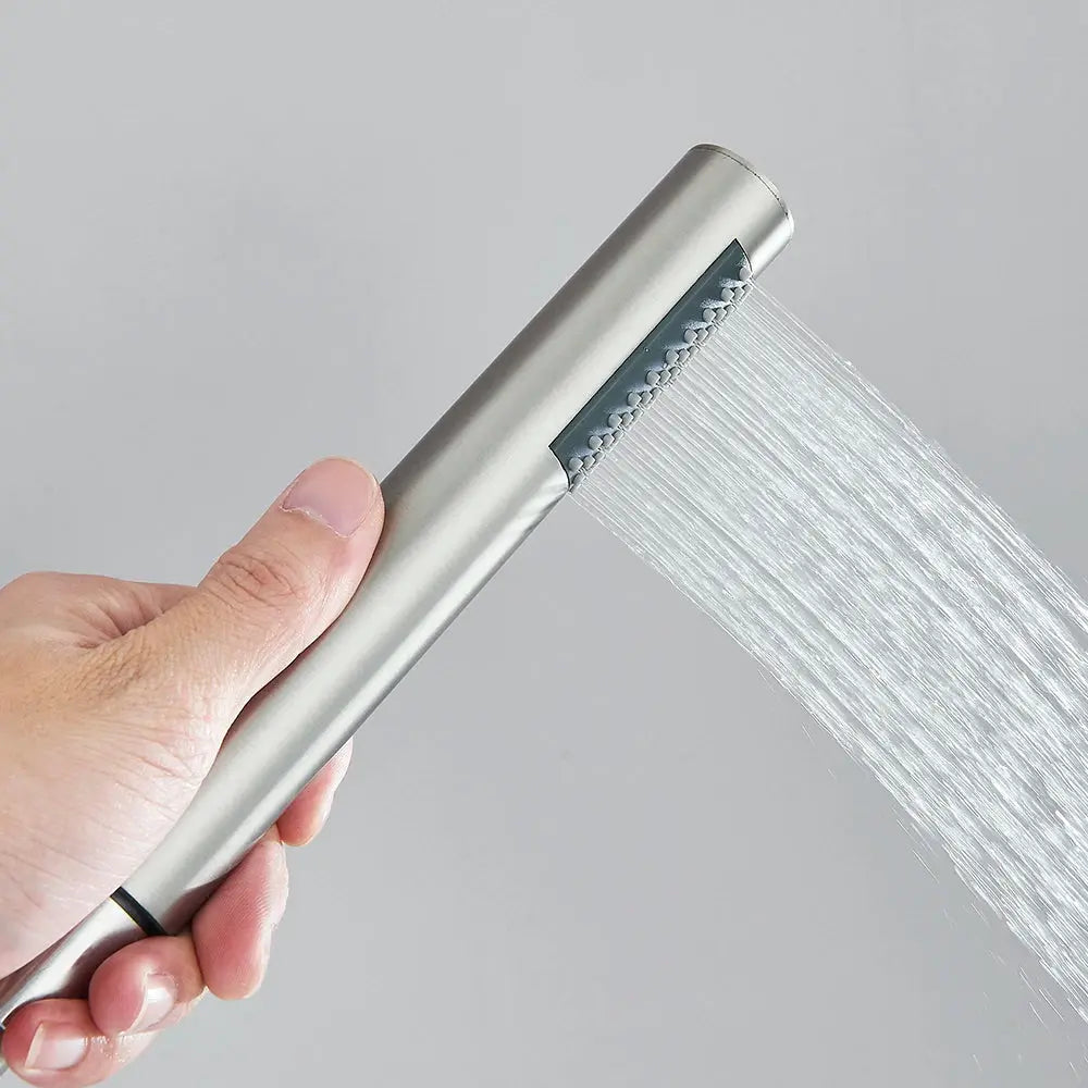 Simples Market brushed silver handheld shower head, plastic head, single-function