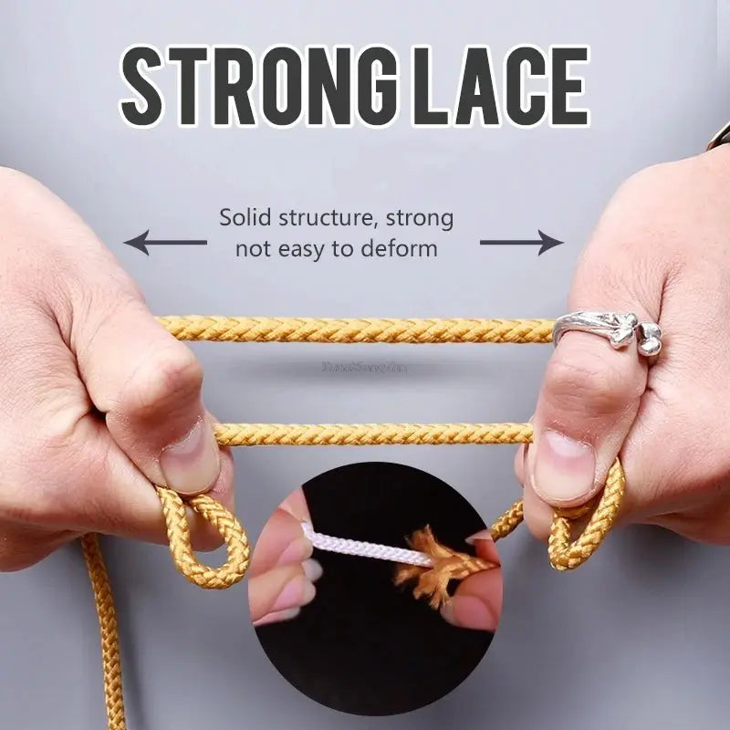 1 pair yellow round braided outdoor shoelaces for sneakers and high-top hiking boots