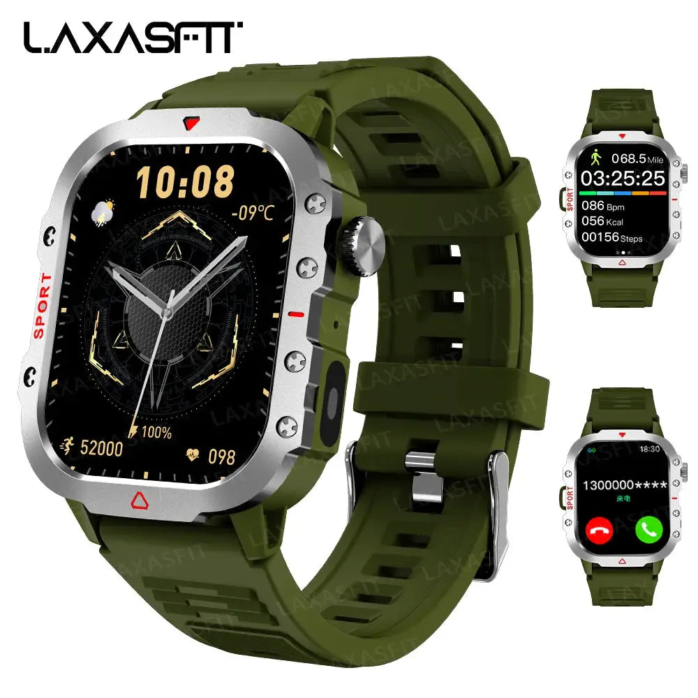 LAXASFIT Men Sports Smart Watch With 1.71 Inch HD Touch Screen Blood Oxygen Bluetooth Calling And Multi Sport Modes