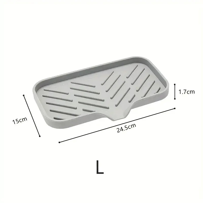 SiliconeEase Faucet Mat And Kitchen Sink Tray All In One Drain Pad For Soap Sponge Drying On Countertop
