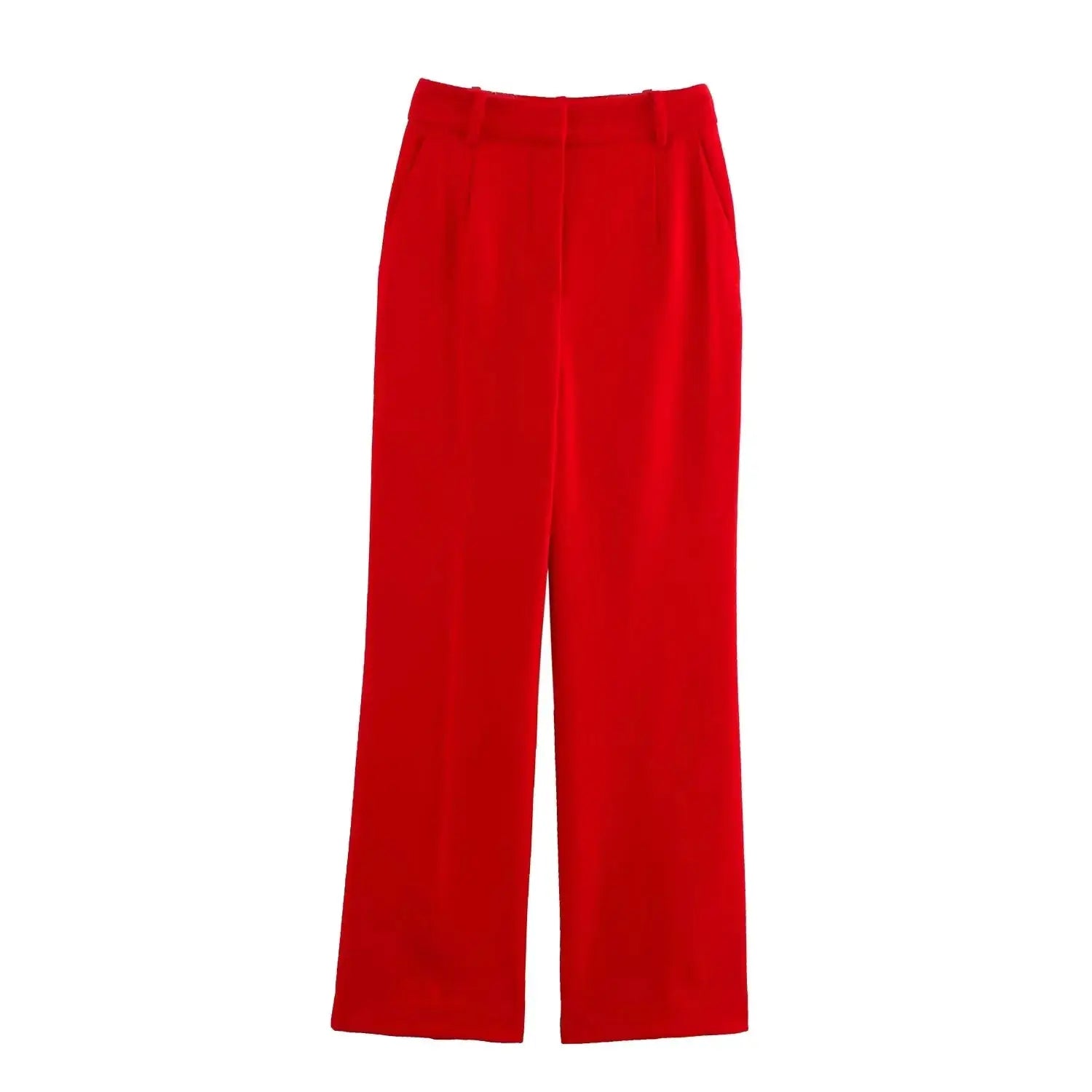 KONDALA red wide-leg pants with high waist from Simples Market office wear set