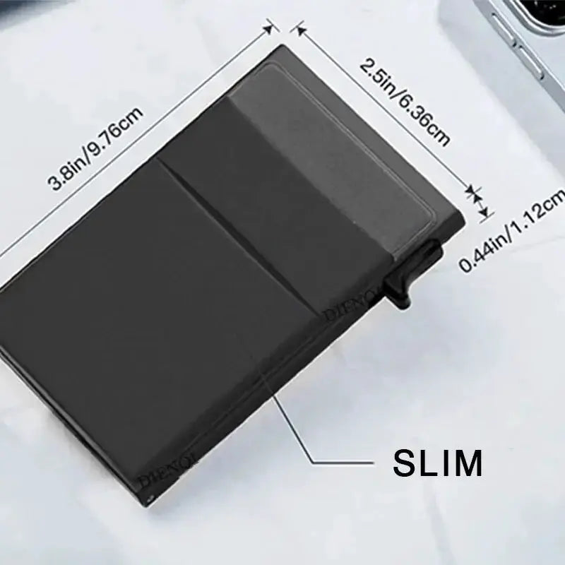 RFID credit card holder, black slim minimalist wallet