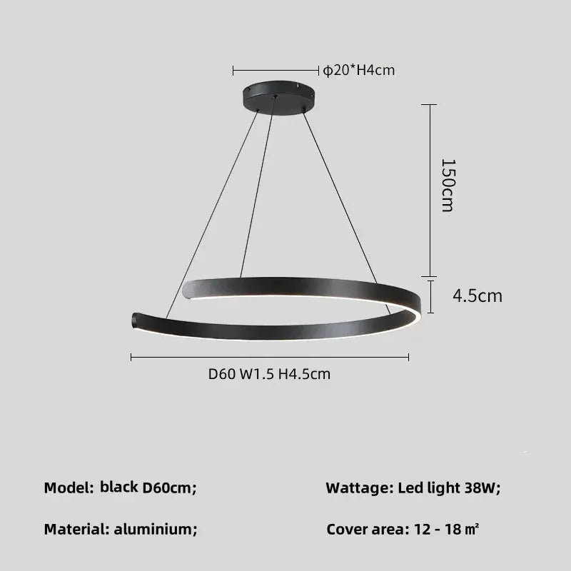Ring ceiling chandelier by Simples Market with dual black aluminum LED rings