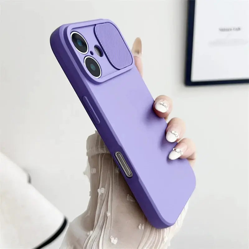 SlideGuard Silicone Case With Sliding Lens Shield For iPhone 7 To 16 Pro X XS XR Max 8 SE Camera Lens Protection