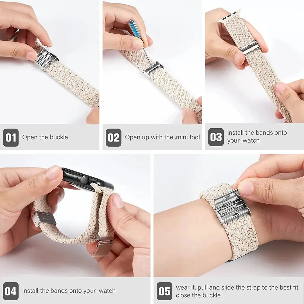 Strap For Apple watch band 46mm 45mm 44mm 49mm 40mm 41mm 42mm Braided loop correa bracelet iWatch series 10 8 9 7 5 2030
