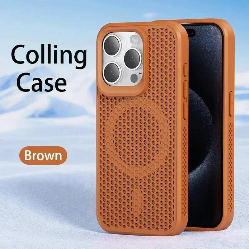 AeroShield Cooling Heat Dissipation Phone Case for iPhone 11 Pro Max to 17 Pro MagSafe Compatible Breathable Hard Back