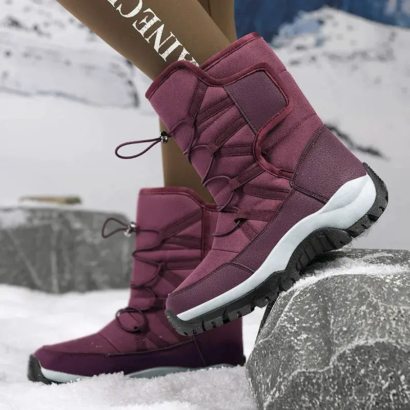 Mens Winter Boots Waterproof Plush Lined Non Slip Outdoor Hiking Ankle Boots All Weather Warmth