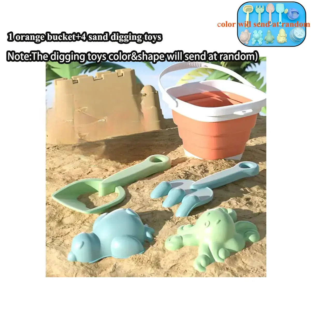 11 or 5 Piece Beach Sand Play Water Set With Folding Buckets for Kids Outdoor Sandbox Summer Toys