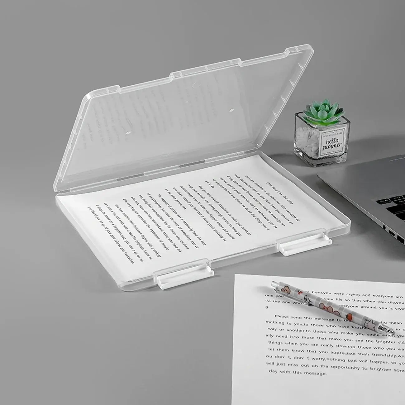 Simples Market 1pc multi-layer transparent A4 plastic PP file box with lid, waterproof