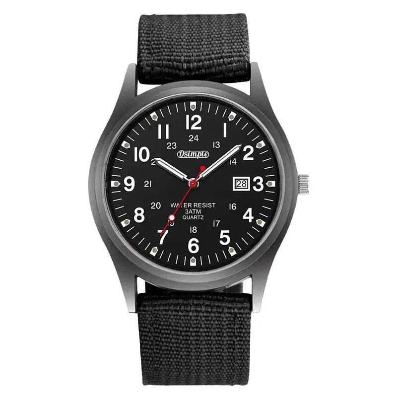 NovaForce Mens Military Style Quartz Wristwatch With Luminous Hands Full Calendar And Nylon Strap Casual Luxury