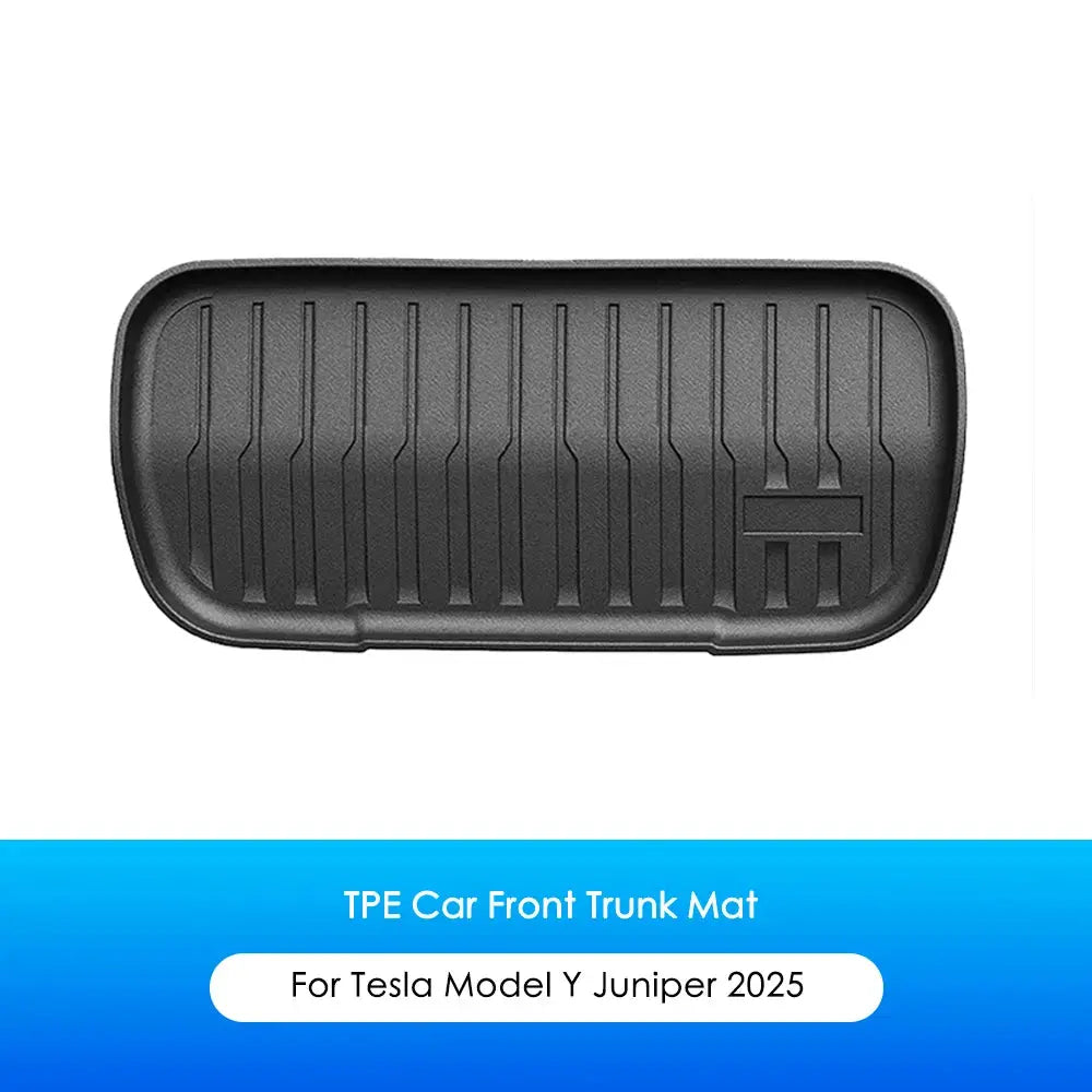 Simples Market TPE front trunk mat for Tesla Model Y Juniper 2025, anti-slip, waterproof, full-coverage black mat