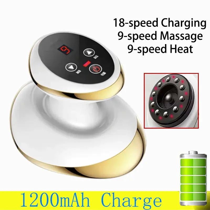 Simples Market electric scraping massage cupping massager with gold-tone suction cups and digital control panel