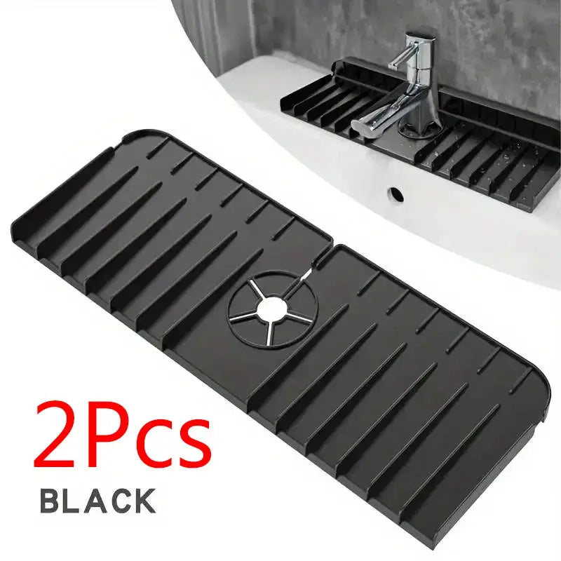 Silicone Faucet Mat Dish Soap Sponge Holder for Sink Countertop Drying Mat Splash Guard Drain Pad