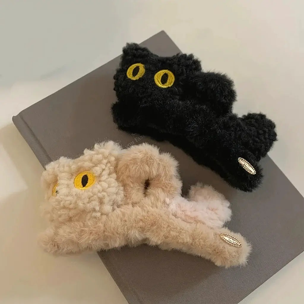 Plush Cat Claw Clip For Women Secure Ponytail And Bun Styling Soft Plush Comfort Hair Accessory
