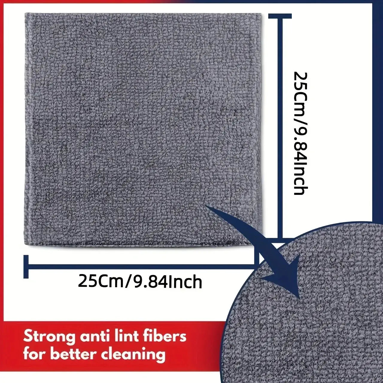 Light gray ultra-fine fiber kitchen towel, 25x25 cm square, absorbent and soft cleaning cloth
