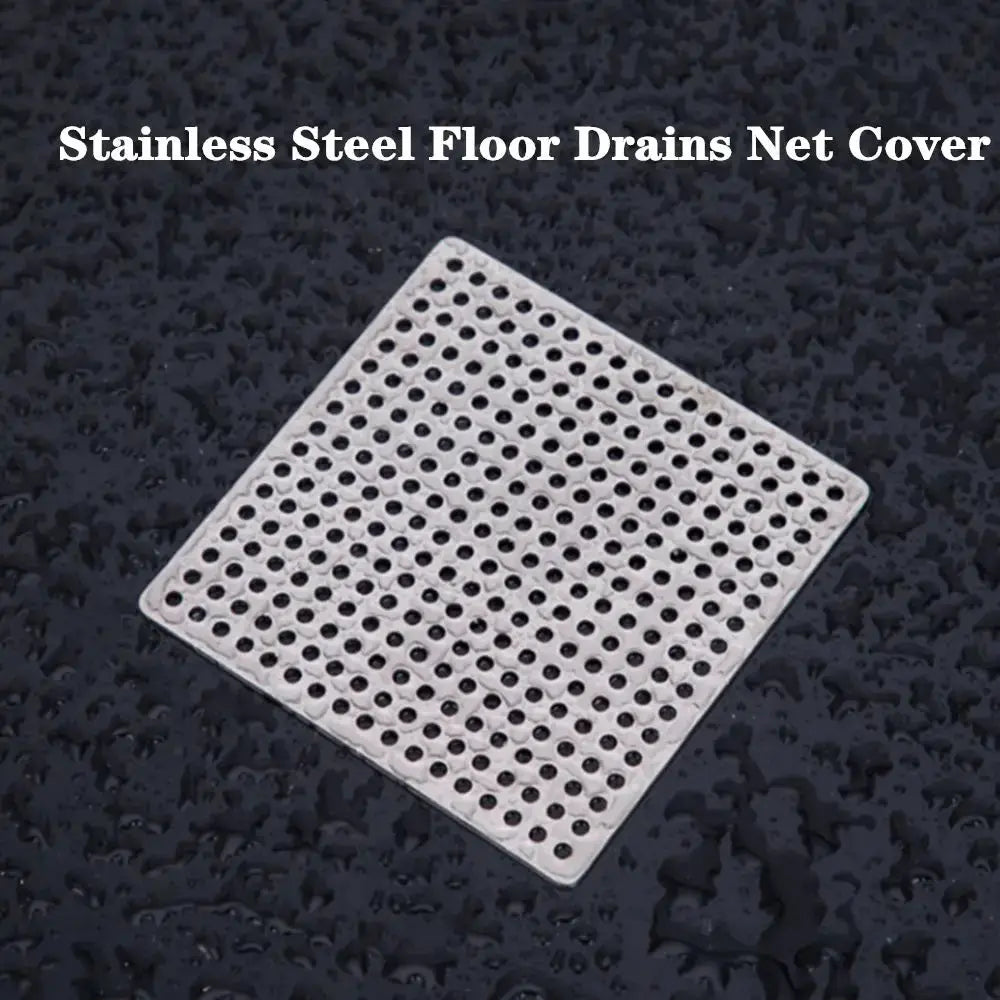 Stainless steel square floor drain cover with perforated holes; hair catcher for showers
