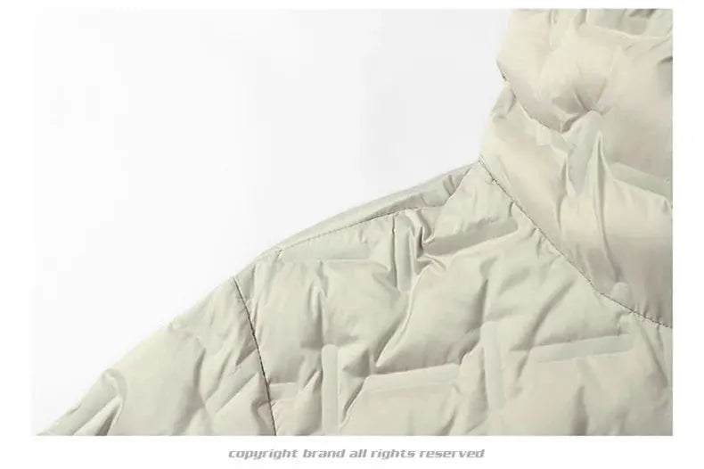 Winter White men's down jacket with hood, Simples Market graphene self-heating windproof puffer coat