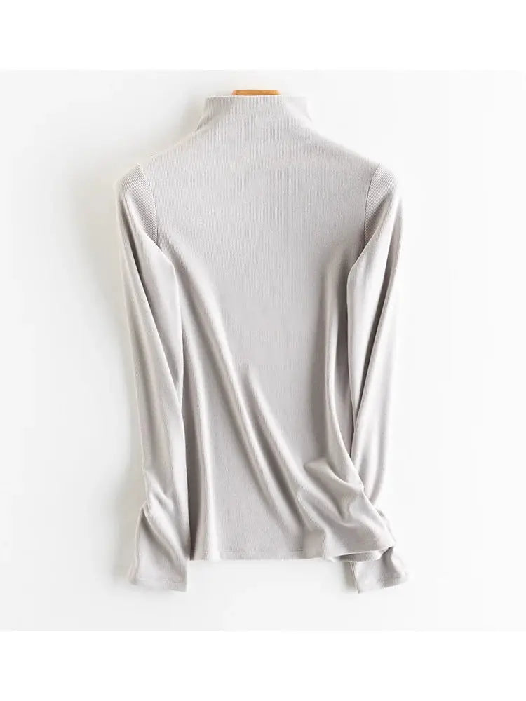 SuyaDream Women Silk Viscose Thermal Base Layer Top With Turtleneck For Warmth And Style