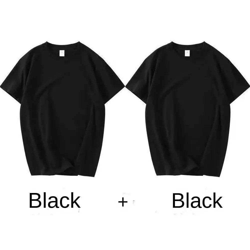 2 Pack 100 Percent Cotton Solid T Shirts Unisex Short Sleeve White Tees Casual Breathable Loose Fit Round Neck