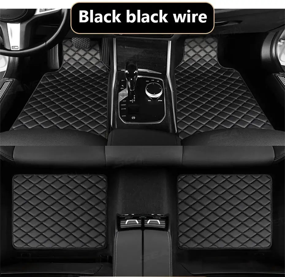 SEAMETAL 4-Piece car floor mat set, black quilted, universal, non-slip, waterproof cargo liner by Simples Market