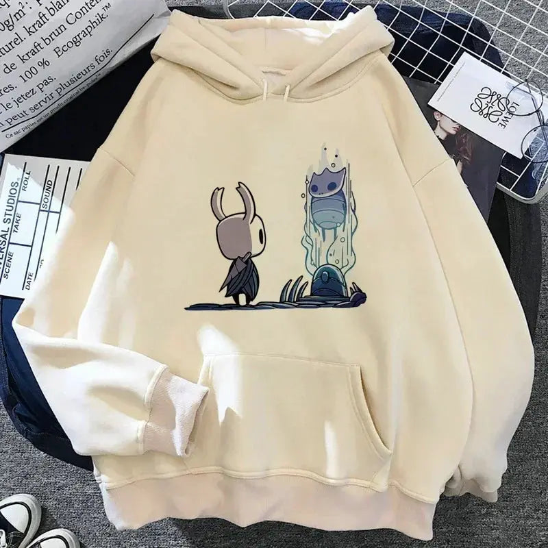 Hollow Knight Hoodie Grunge Y2K Aesthetic Cartoon Graphic Pullover For Autumn And Winter Wear