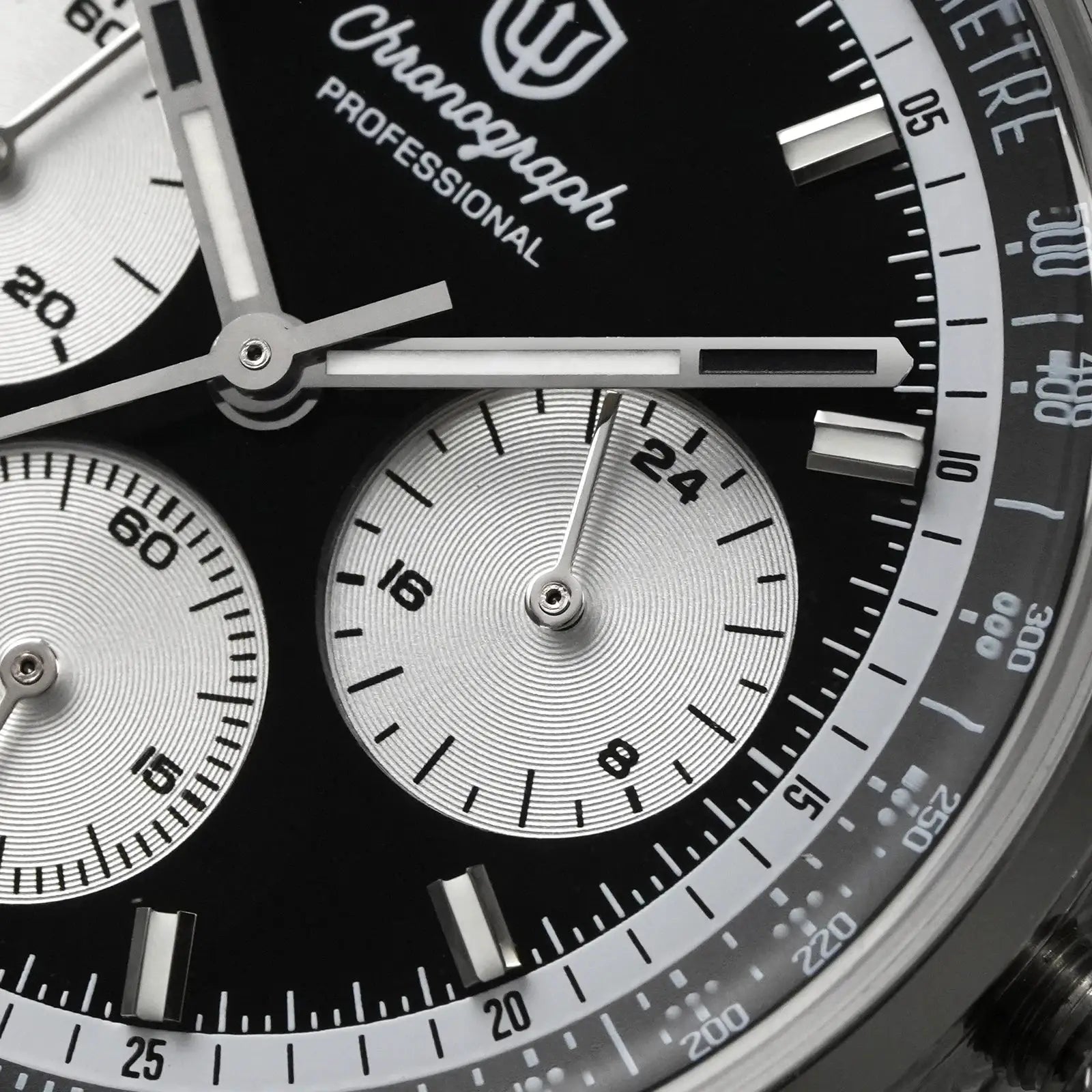 Chopard Professional chronograph watch close-up with stainless steel case and three subdials