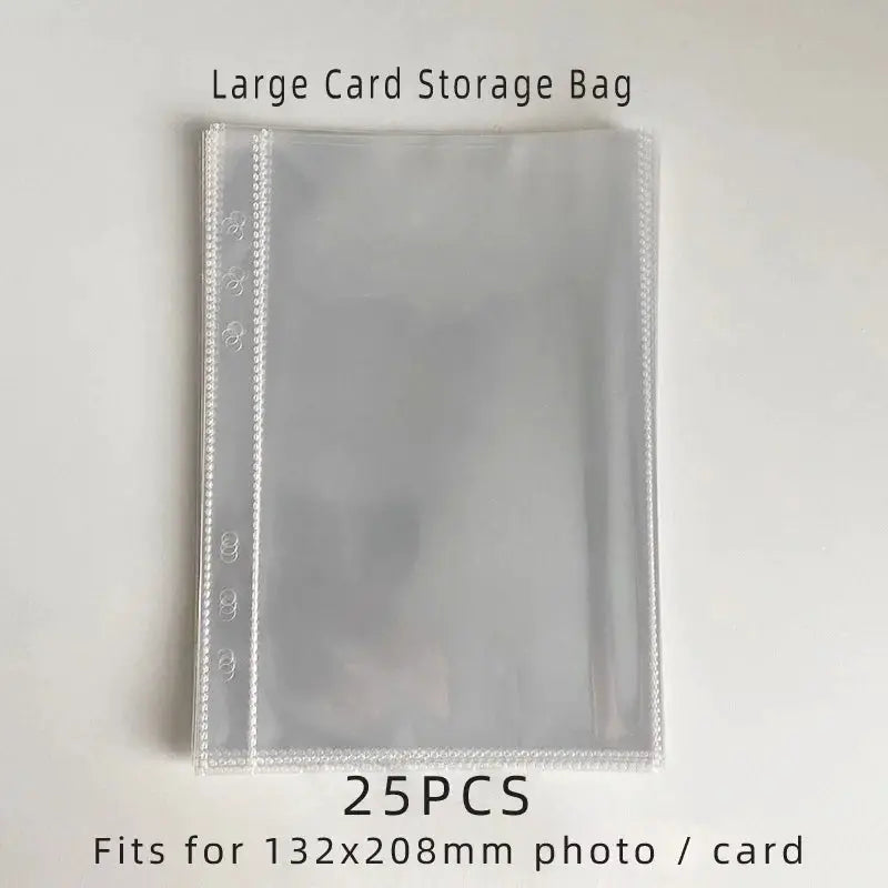 Yoofun A5 clear binder card storage page, 25 pockets, fits 132x208mm photos/cards, Simples Market