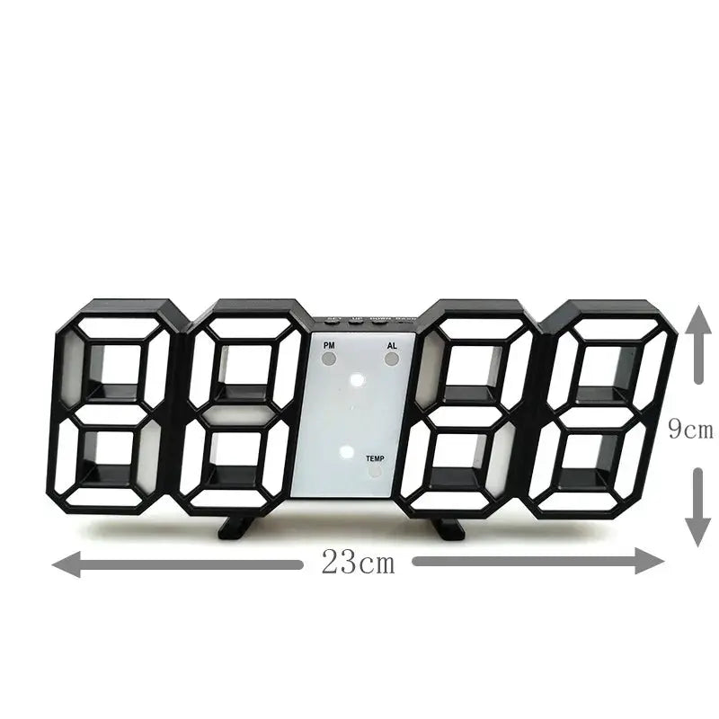 3D LED Digital Clock Luminous Wall Clock Multifunctional USB Plug In Electronic Timepiece For Home Decor