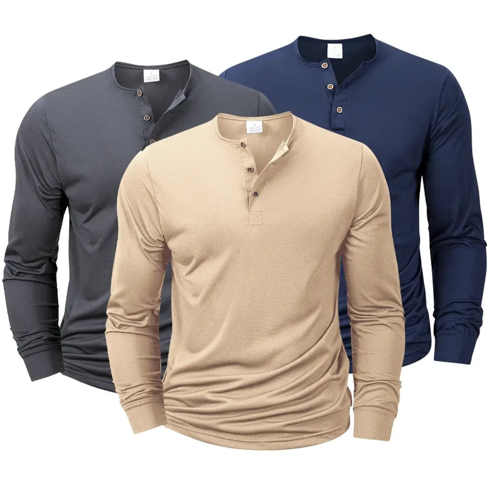 Men's Long Sleeve Henley Neck T Shirt Slim Fit Bottoming Shirt For Fitness And Casual Comfort