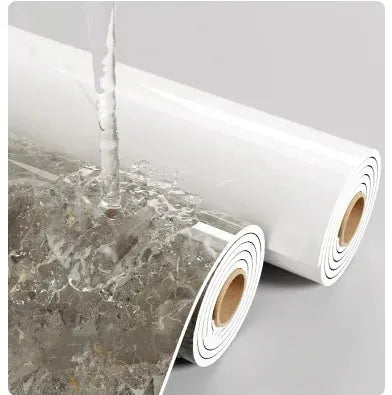 Self-adhesive wallpaper rolls in white marble foam by Simples Market, waterproof wall decor 2 rolls