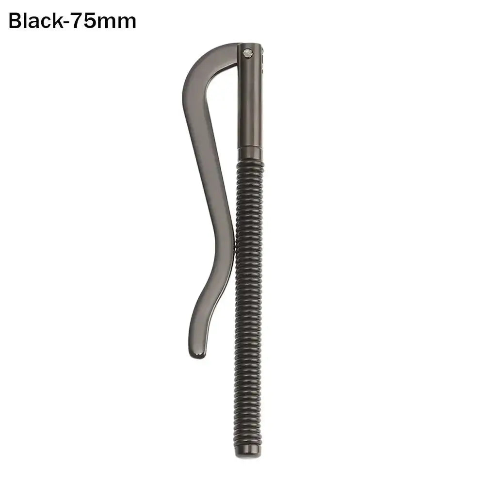 Black metal money clip with spring clamp and curved lever, 75mm length