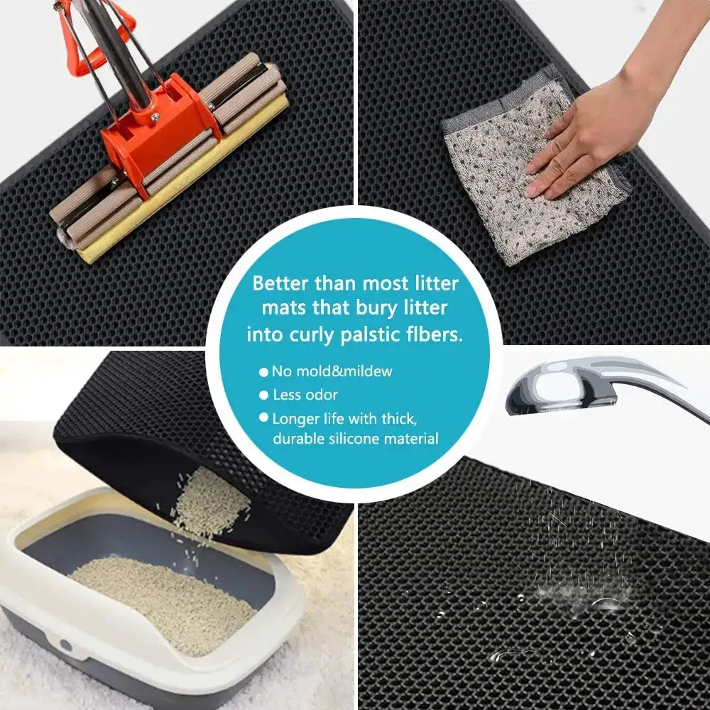 Double Layer Cat Litter Mat Waterproof Non Slip Pet Litter Box Mat Washable Bed Pad With Gift