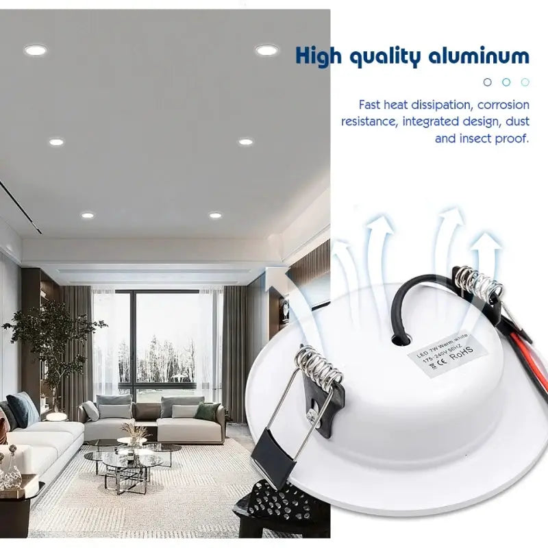 LED downlight recessed ceiling lamp by Simples Market; white aluminum home lighting