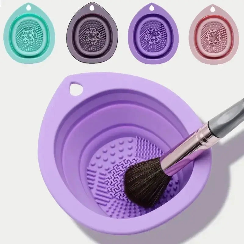 Silicone Makeup Brush Cleaner Folding Cleaning Bowl For Powder Puff And Eyeshadow Brushes Soft Mat Beauty Tools Scrubber