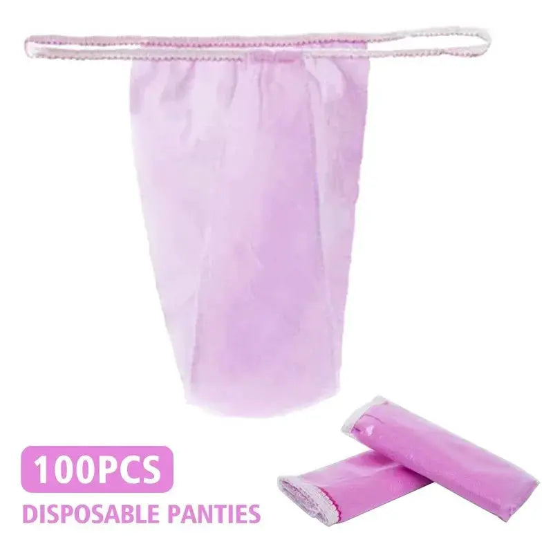 Disposable panties for women, pink non-woven spa underwear, 100pcs, individually wrapped by Simples Market
